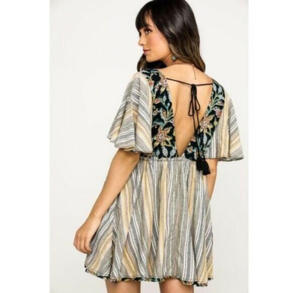 NEW Free People Under The Sun Floral Striped Tunic $128 Size Small Multicolor - Picture 2 of 5